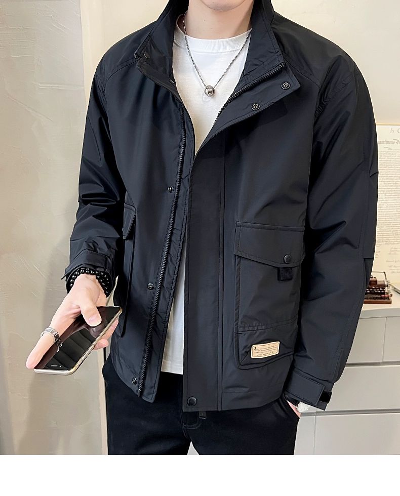 Versatile Autumn Winter Men Solid Casual Loose Simple Aviator Jacket Jacket Coa image 4