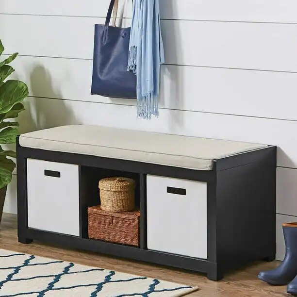 3-Cube Storage Bench, White image 3