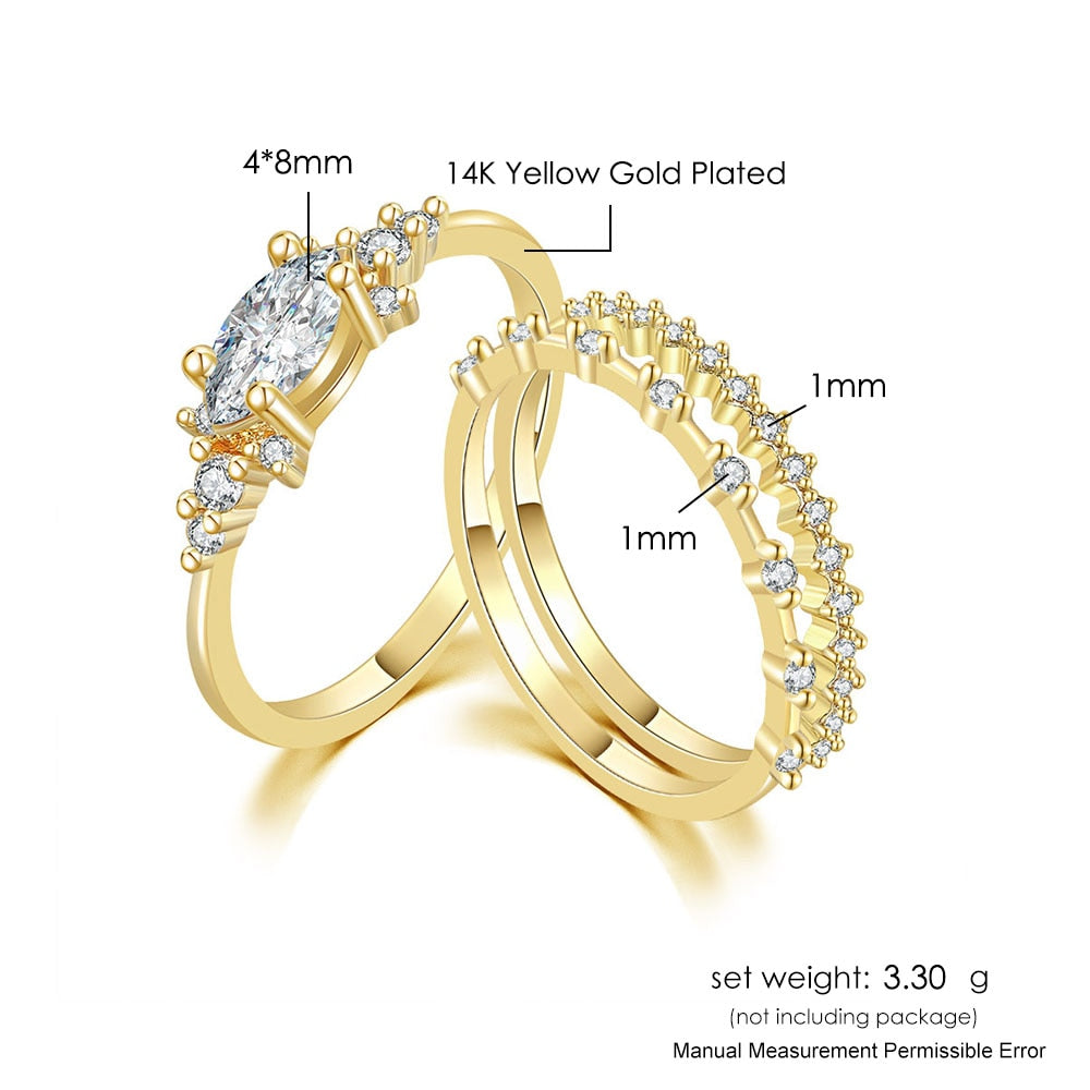New INS Gold Color Noble Trend Dainty Rings For Women Entry Lux Zircon Midi Fin image 7