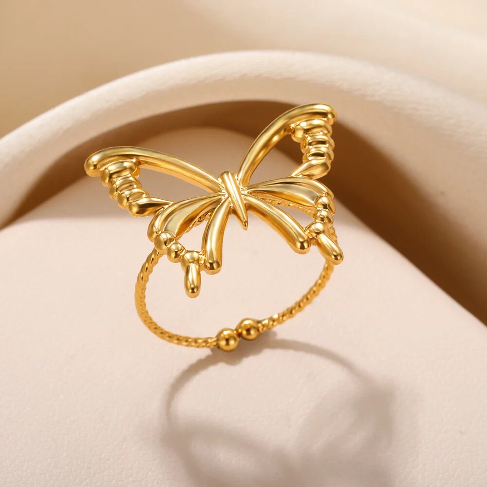 Stainless Steel Rings for Women Aesthetic Sunflower Gold Plated Wedding Couple image 10