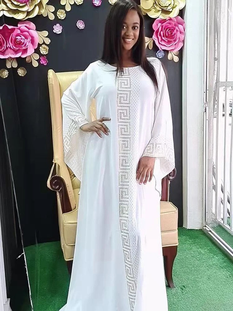 Solid Winter African Dresses For Women 2021 Muslim Maxi Dress Floor-Length Ethn image 3