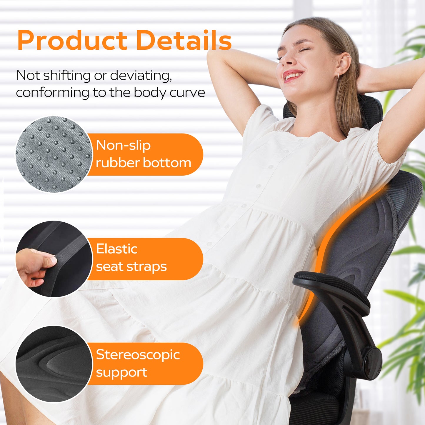 Vibration Massage Seat Cushion with Heat, 6 Vibrating Motors, Back Massager for image 6