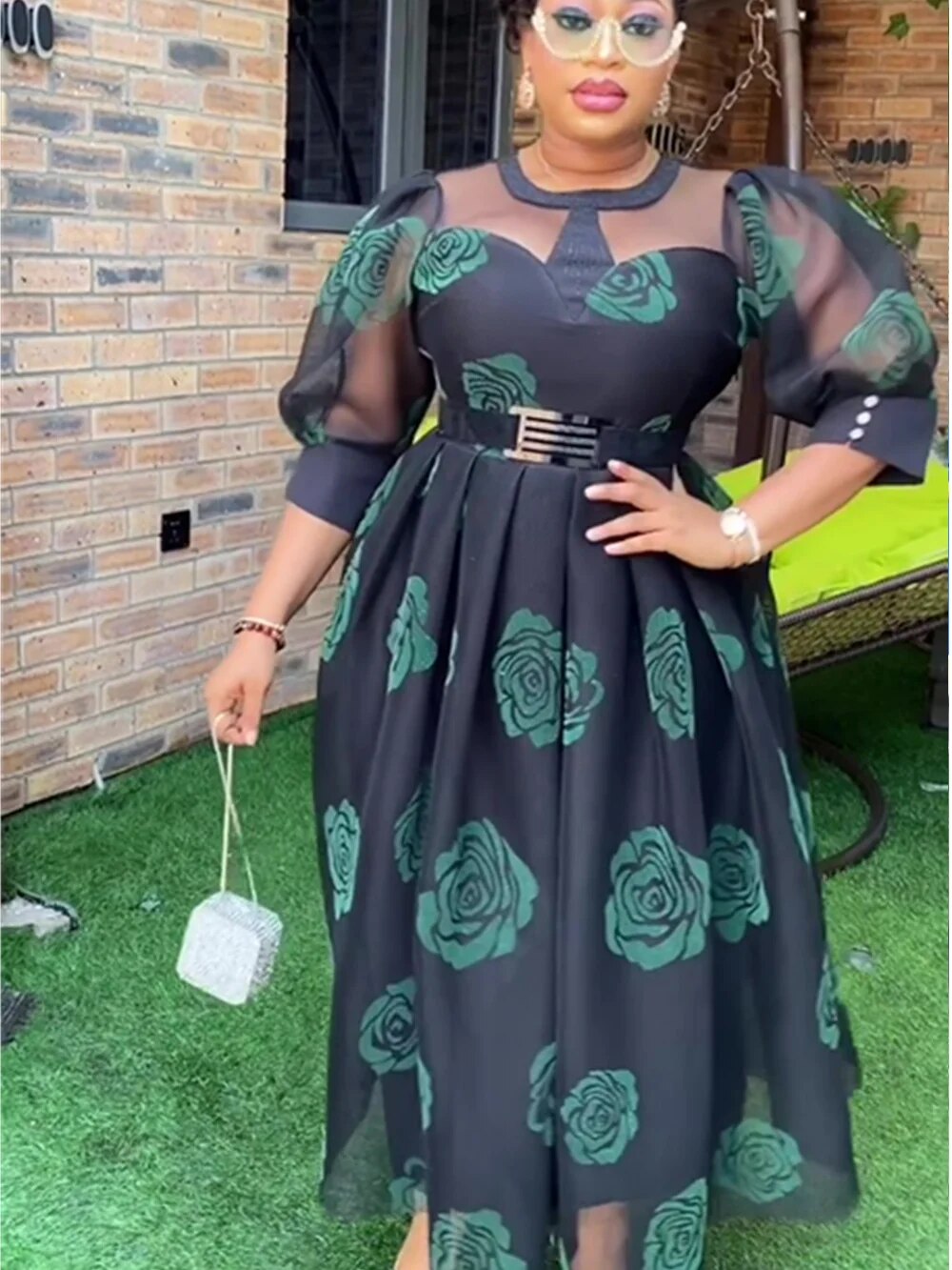 Plus Size African Elegant Party Dresses for Women 2024 New Fashion Print Maxi L image 0