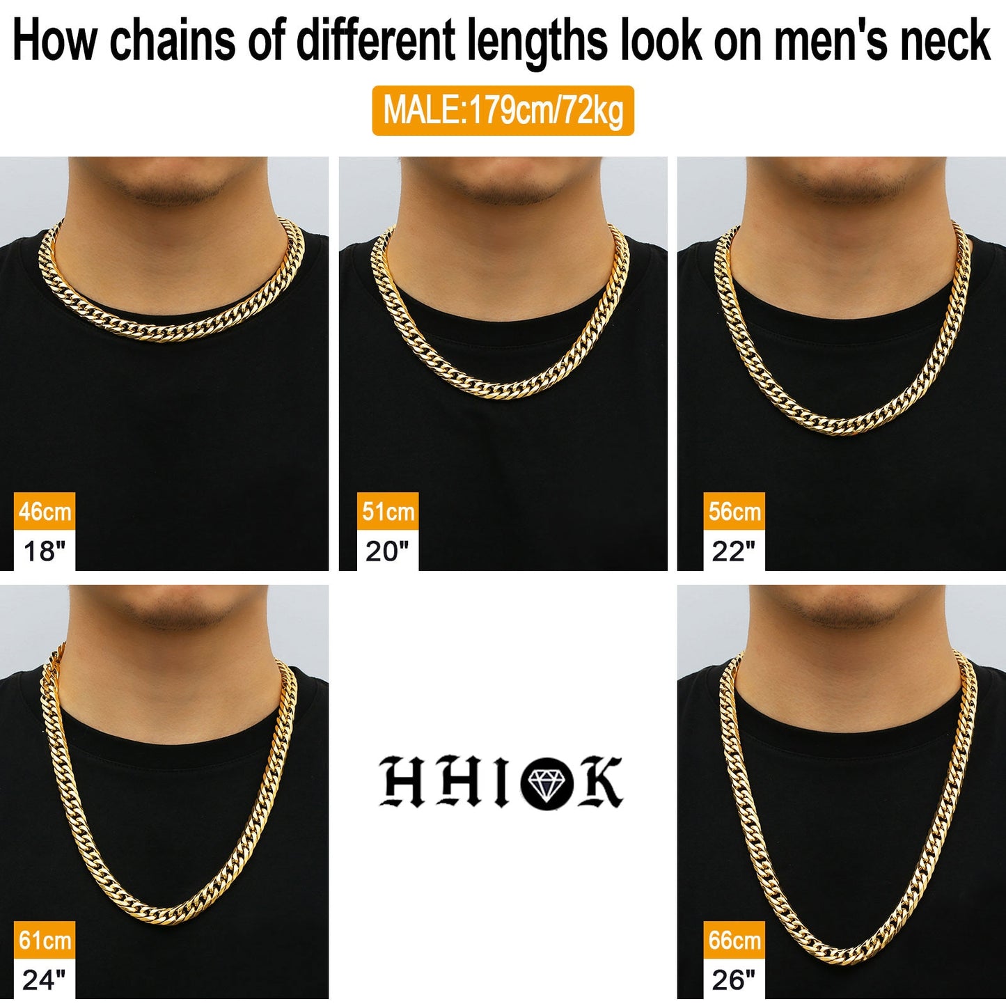 18k Gold Plated Mens Curb Cuban Link Chain Necklaces 316L Stainless Steel Brace image 9