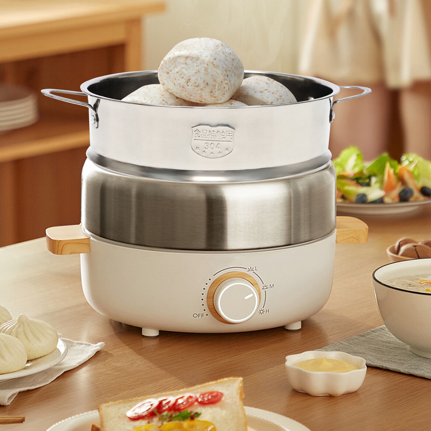 Stainless Steel Steamer 1 Tier Meat Vegetable Cooking Steam Pot Kitchen Tool US image 1