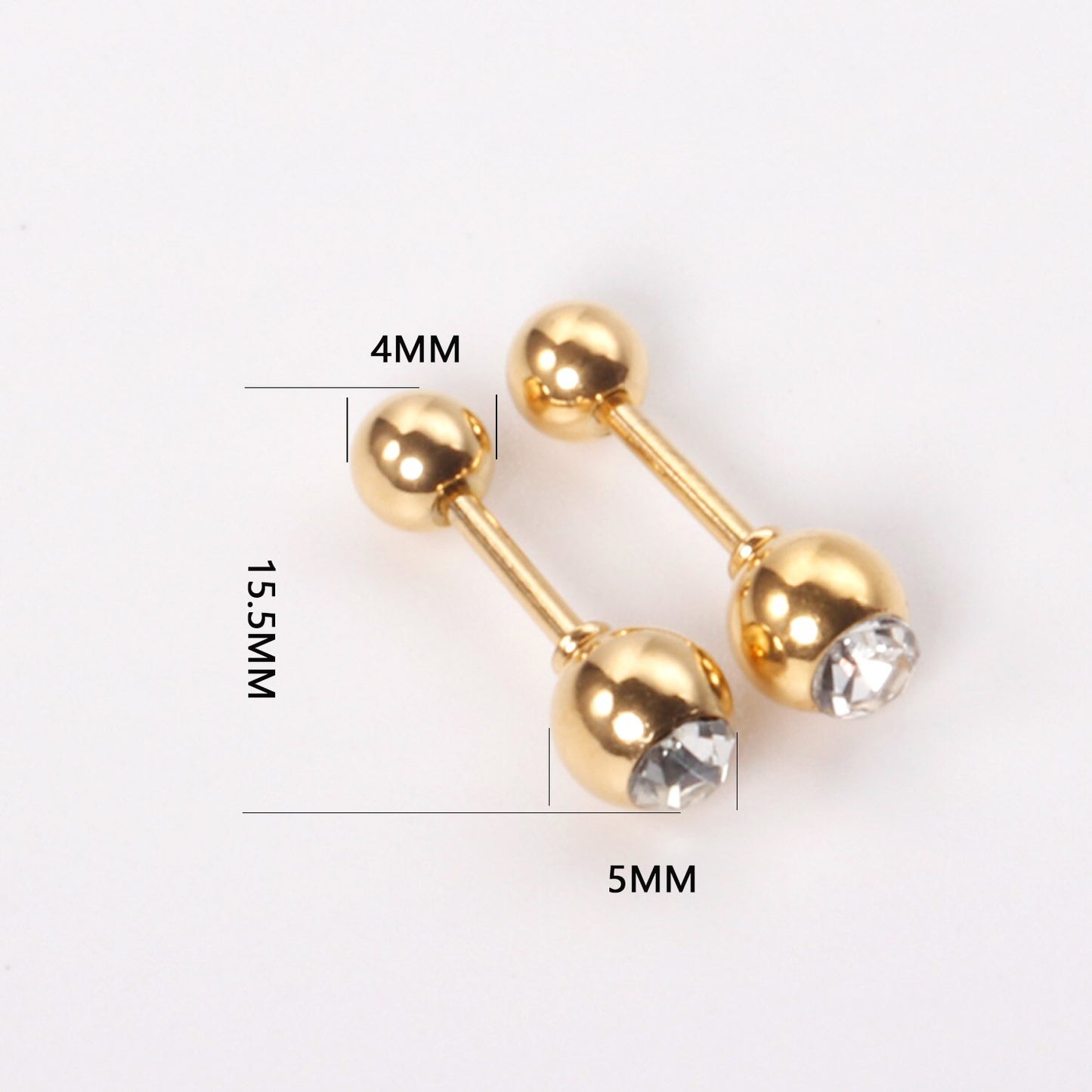 LUXUSTEEL Crystal Earrings For Women Men Gold Color Stainless Steel Round CZ St image 7