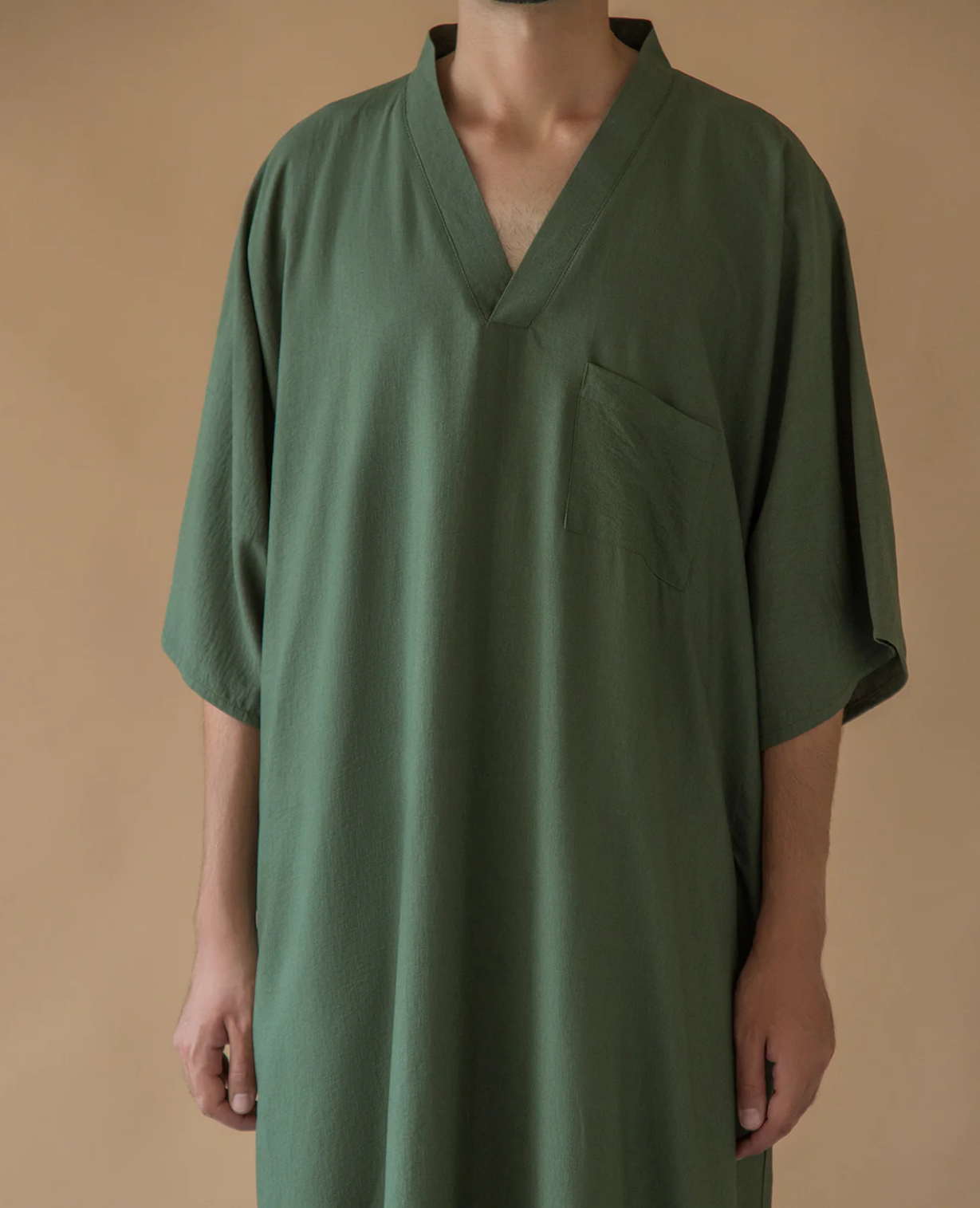 Ramadan Men's Muslim Dresses Solid Long Sleeve V Neck With Pockets Kaftan Islam image 1