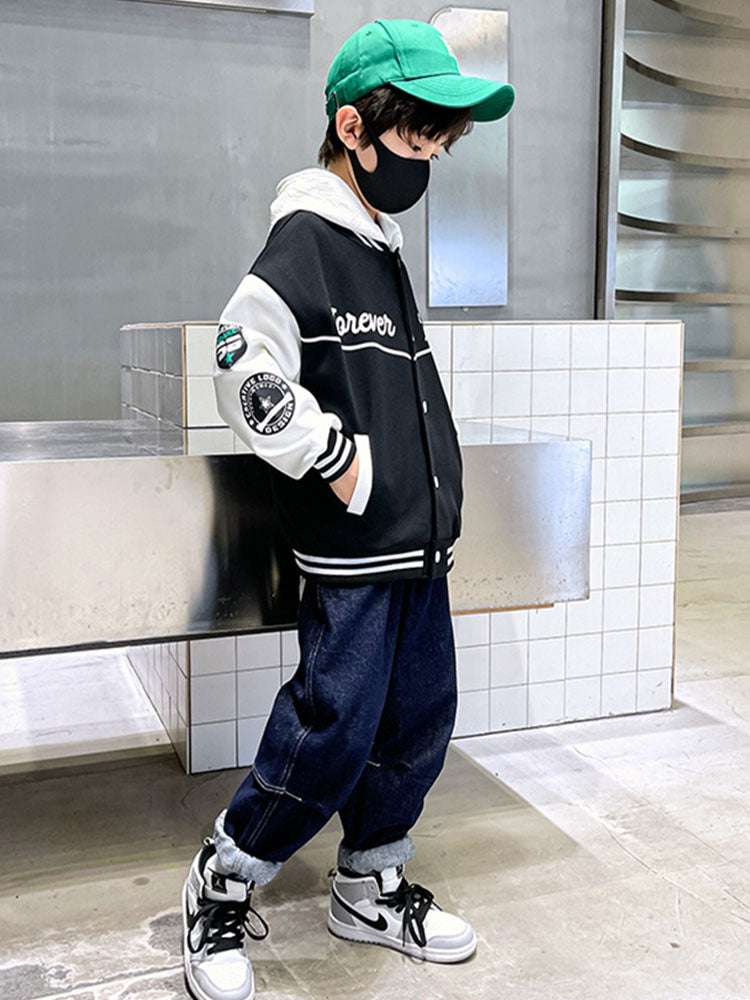 Kids Boys Bomber Jacket Children Spring Autumn Letter Print Outerwear Streetwea image 5