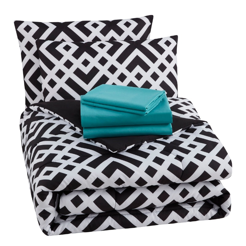 Mainstays Black Geometric 8 Piece Bed in a Bag Comforter Set With Sheets image 8