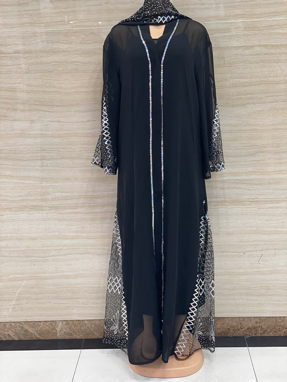 Free Size African Chiffon Dresses for Women Dashiki Traditional Kaftan Robe Ele image 2