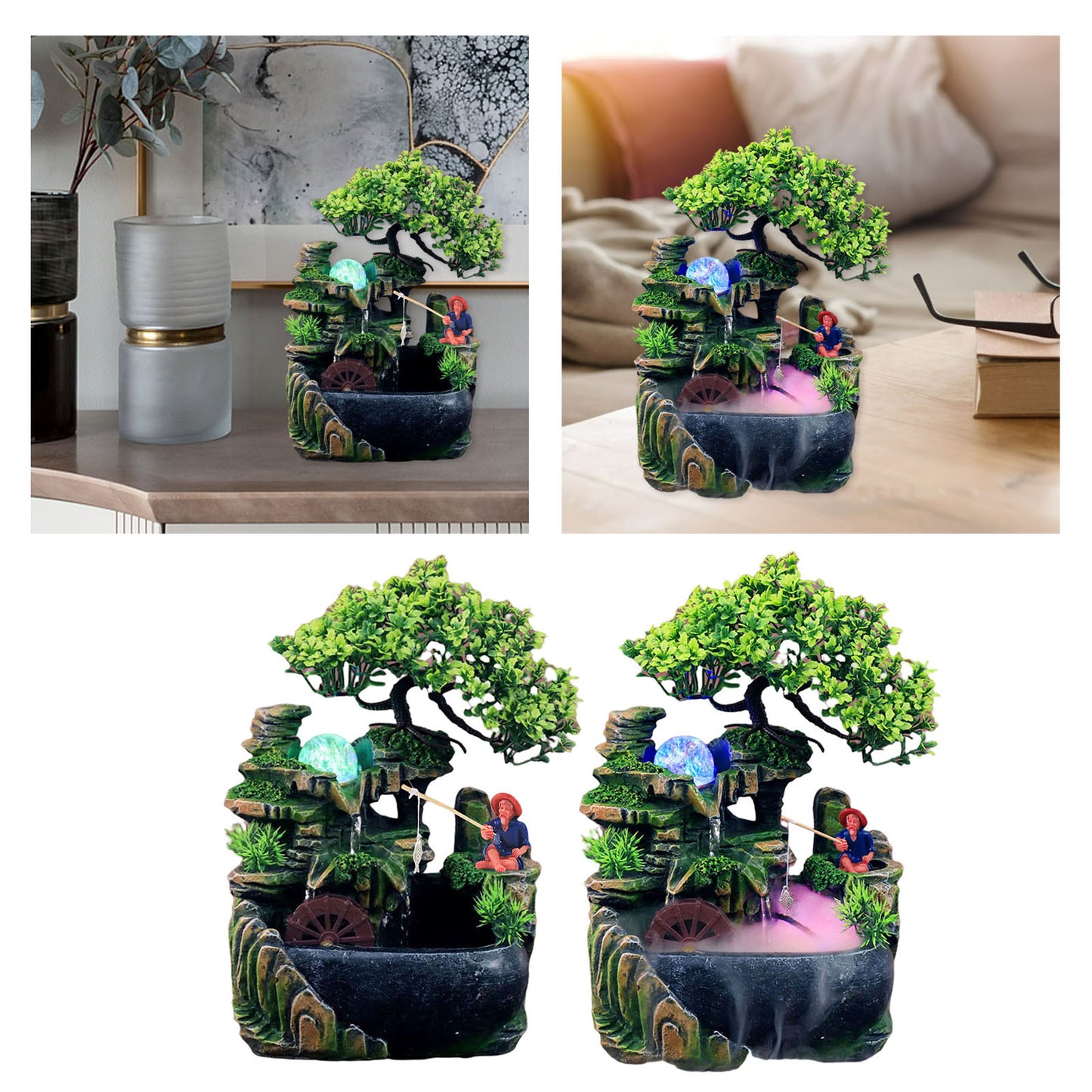 Indoor Water Fountains with Light Statue Table Waterfall Fountain Ornament image 7