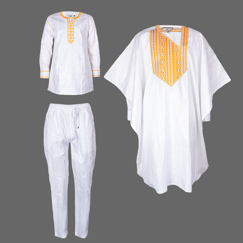 H&D New African Clothes for Men Traditional Rich Bazin Original Embroidery Wh image 1