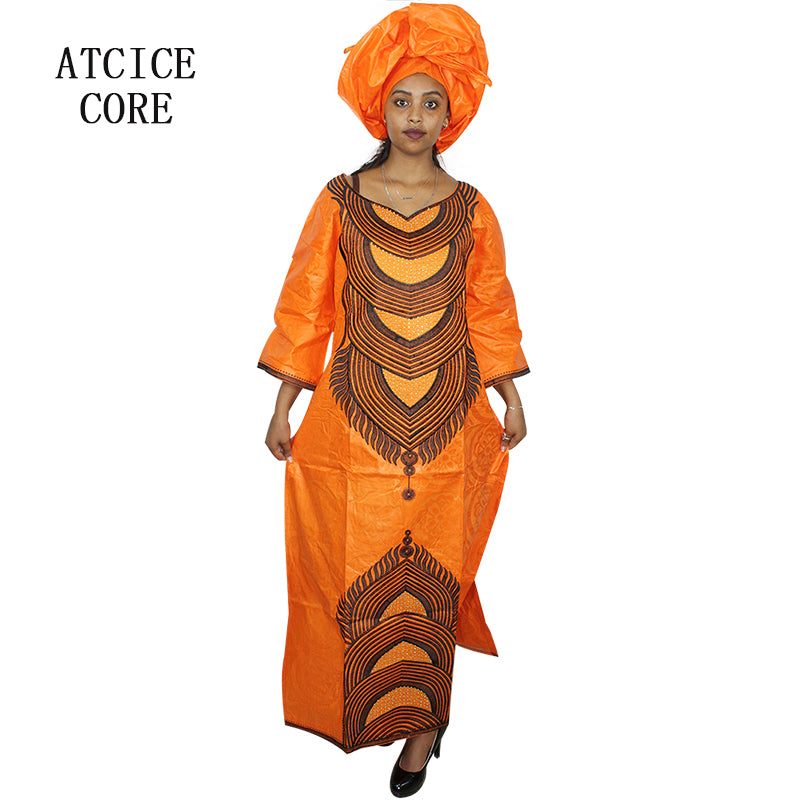 African Dresses For Women African Bazin Embroidery Dresses Long Dresses With Sc image 0