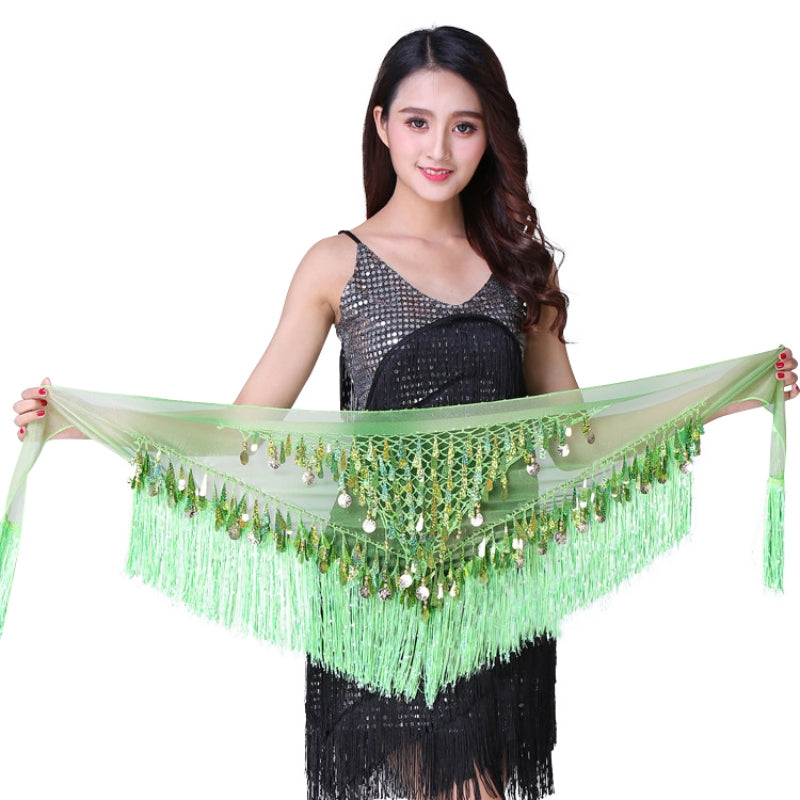 Waist Chains Sequined For Belly Dance Hip Scarf Tassel Triangular Waist Scarf C image 2