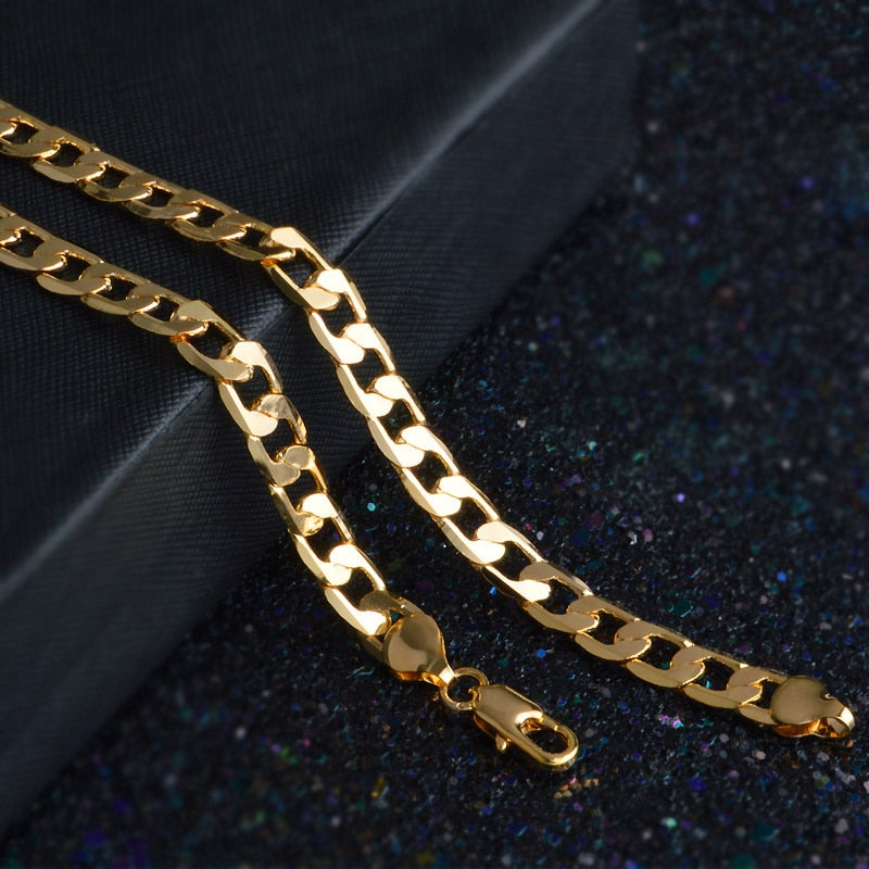 Special offer 18K gold Necklaces 925 Stamp Silver color Classic 8MM sideways ch image 3