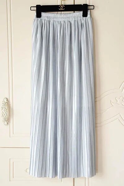 Silver Gold Pleated Skirt Womens Vintage High Waist Skirt 2023 Winter Long Warm image 5