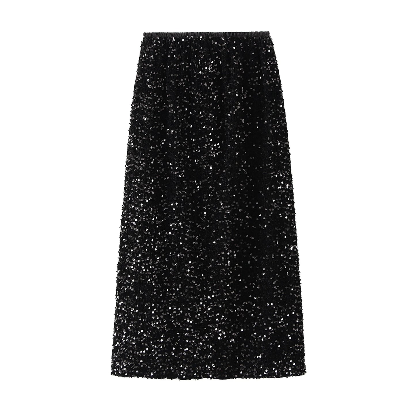 Women Elegant Shiny Sequined Long Skirt Summer Fall Elastic Waist Casual Skirts image 5