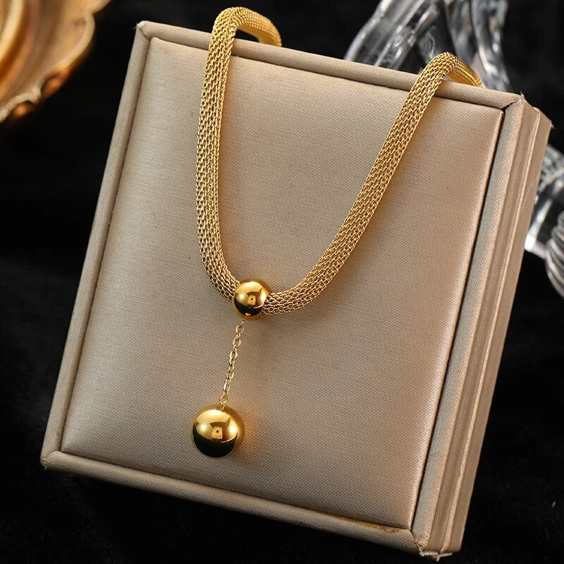 EILIECK 316L Stainless Steel Gold Color Hollow Ball Beads Pendant Necklace For image 9
