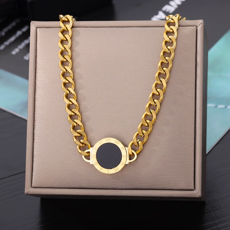 Fashion Punk Double Layer Thick Clavicle Chain Stainless Steel Gold Color image 10