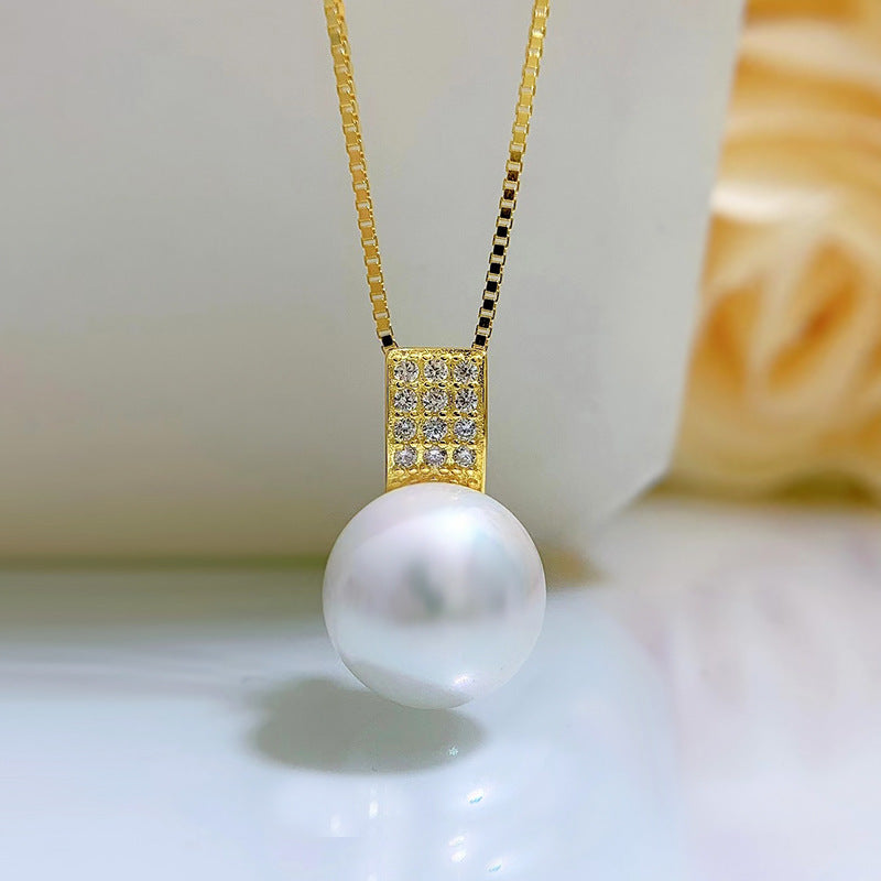 S925 Silver Necklace Tahitian Black Pearl Necklace Pendant Tamsui K Gold Natura image 3