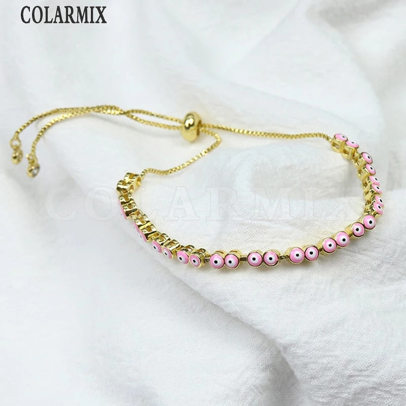 10Pcs 2022 Bracelet Enamel Colorful Eyes Braceelt Jewelry for Women Gold Plate image 12