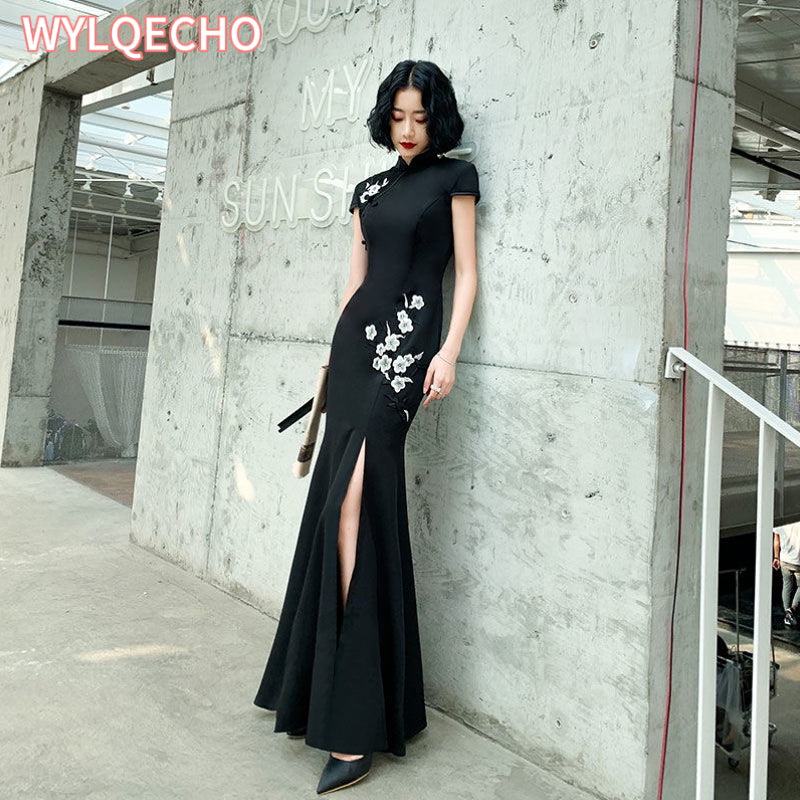 2024 Ao Dai Dress Vietnam Traditional Dress High Slit Mermaid Chinese Dress Qip image 4