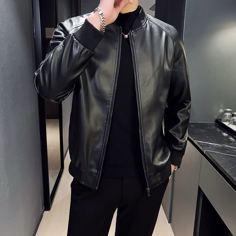 Men SprAutumn Thin Style Motorcycle Leather Jacket Fashionable Motorcycle Leath image 0