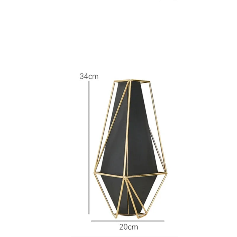 Chinese Golden Wrought Iron Vase Light Artistic Galvanized Metal bucket Home ho image 0