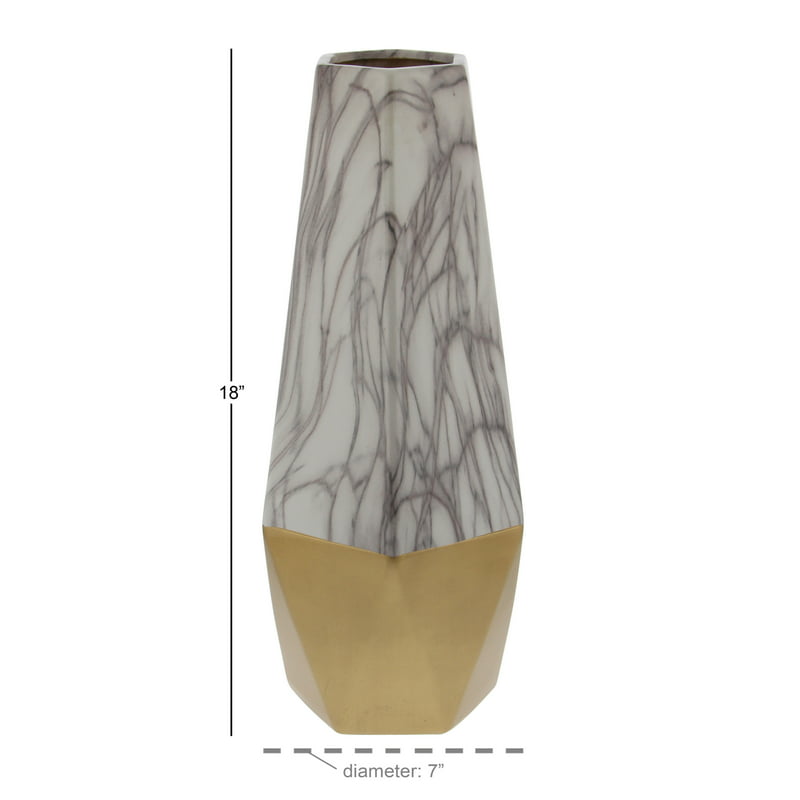 Faux Marble Gold Ceramic Vase with Gold Base image 4