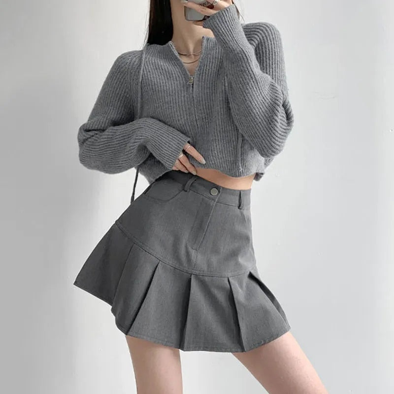 Y2K Vintage High Waist Pleated Skirt Women College Style Uniforms Safety Pants image 5