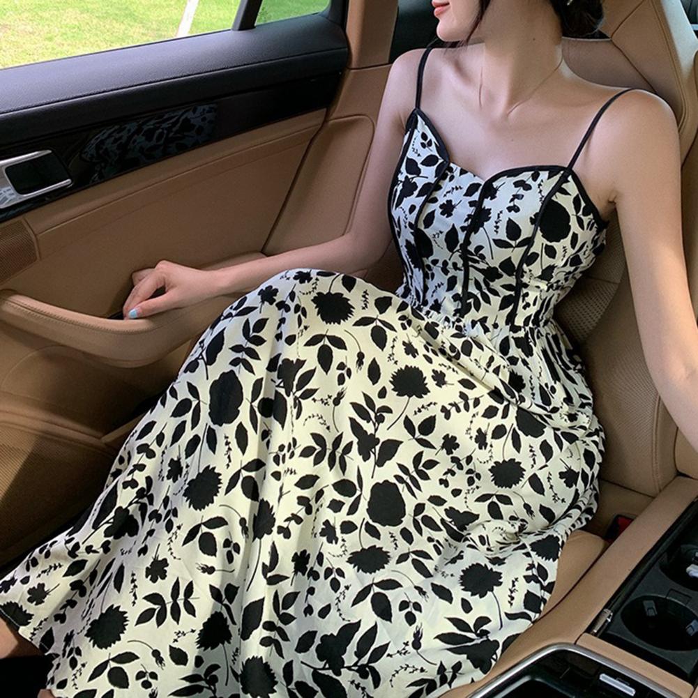 Summer Midi Dress Elegant Vintage Floral Print Midi Dresses for Women V-neck Su image 2