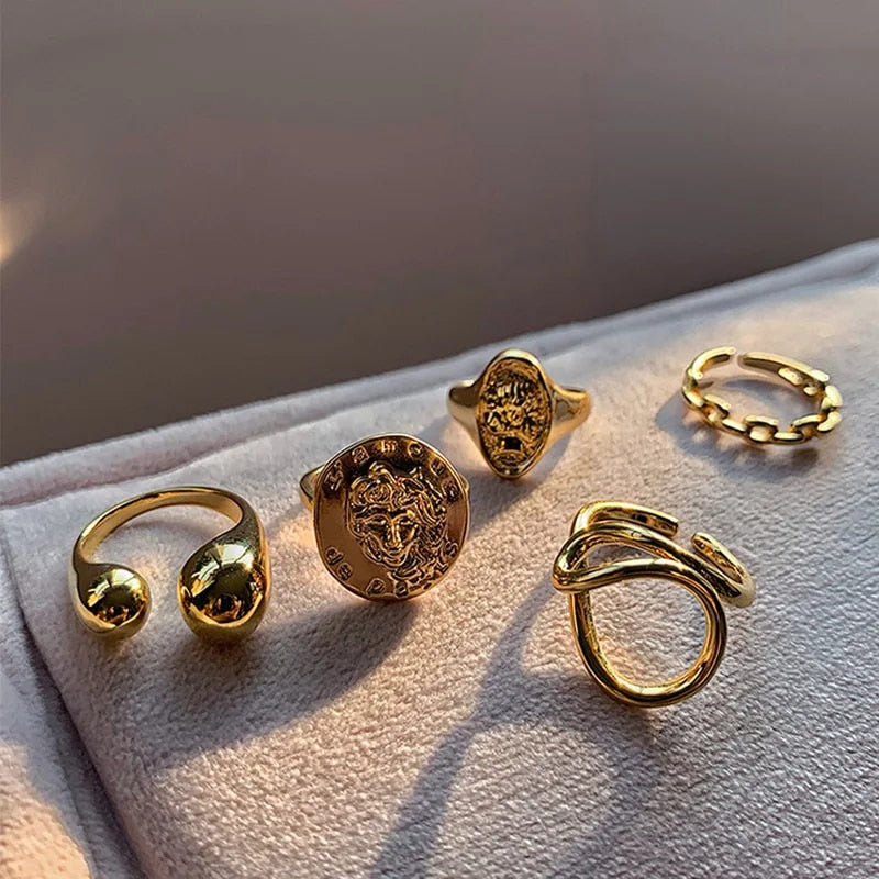 Jesus Cross Rings For Women Men Metal Golden Wide Large Adjustable Ring Vintage image 19