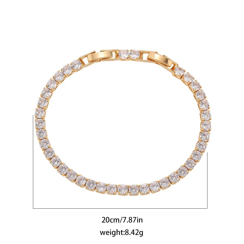 New AAA Cubic Zirconia Stone Tennis Bracelets Gold Color Stainless Steel Metal image 5