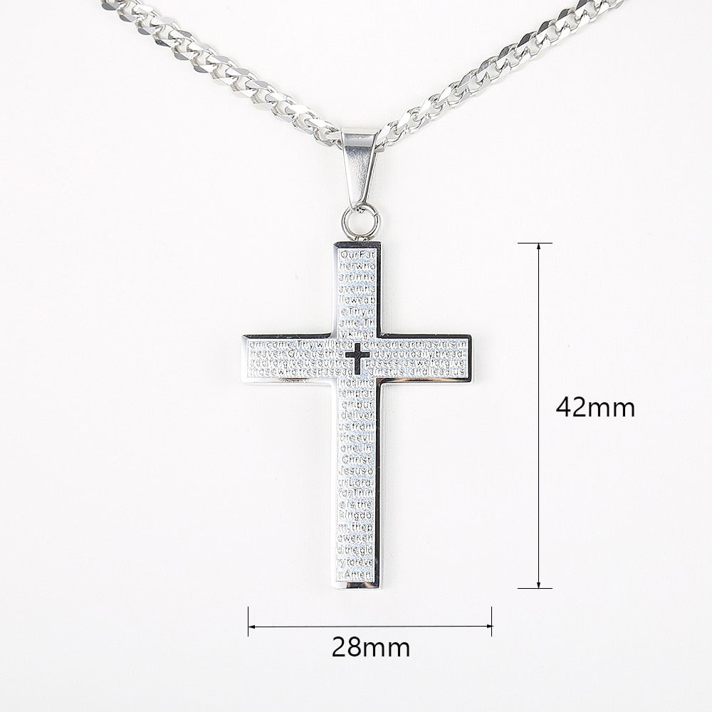 Cross Pendant Necklace For Men Women Jesus Christ Charm Necklace Gold Color Bla image 2