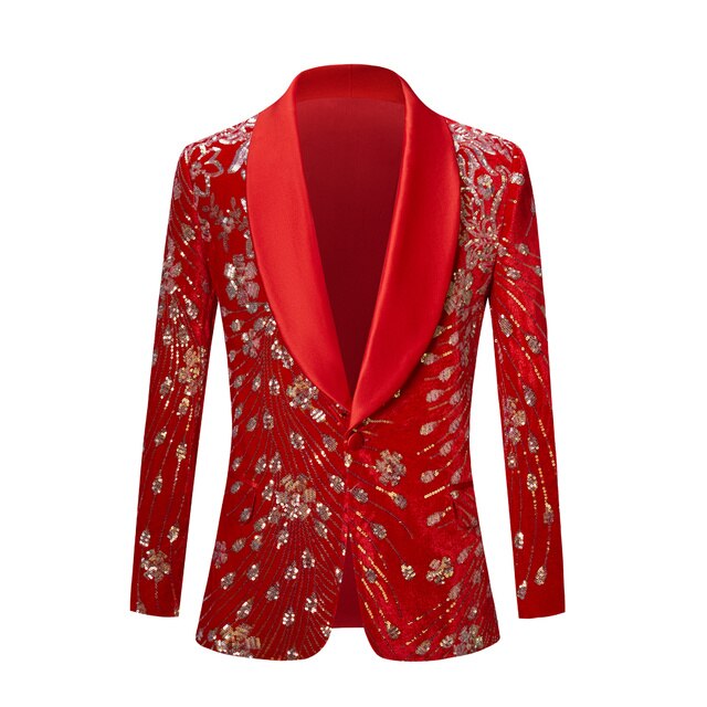 Black Shiny Gold Sequin Glitter Embellished Blazer Jacket Nightclub Prom Suit image 1