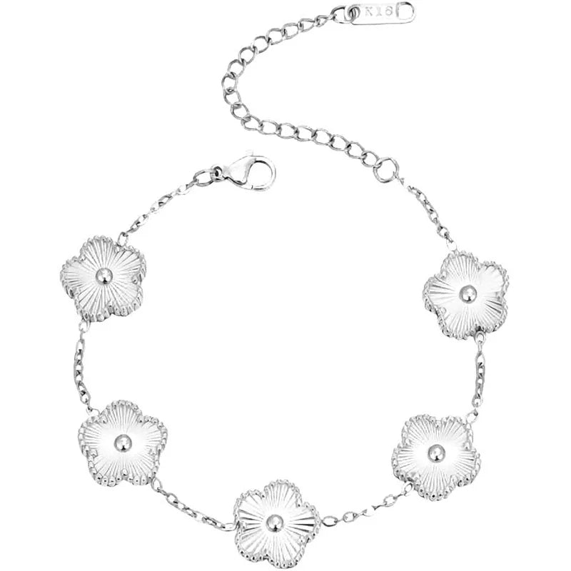 14K Gold Plated Five-leaf Clover Link Bracelets White Black Blue Gold Red Green image 41