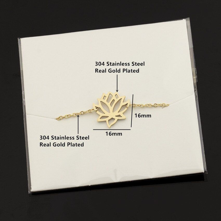 Fashion Buddhism Gold Color Chain Flower Lucky Yoga OM Lotus Bracelets For image 8