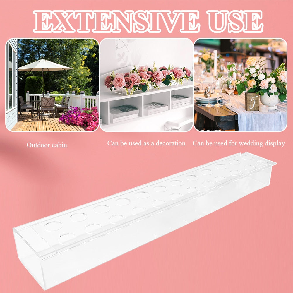 Transparent Acrylic Long Flower Vase Clear Rectangular Vase For Dining Table Ho image 8
