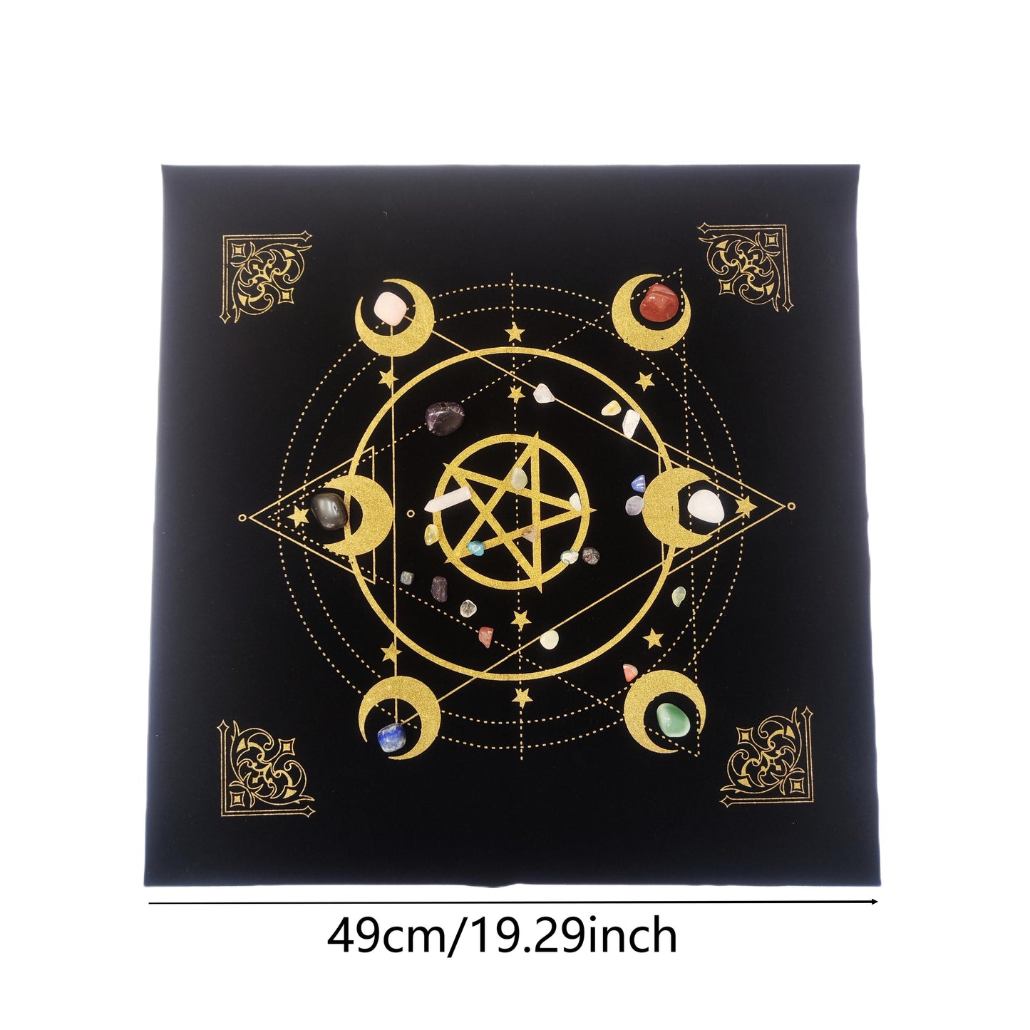 Art Altar Cloth 49x49cm, Black Gold Pentagram, Moon Universe Witchcraft Instead image 3