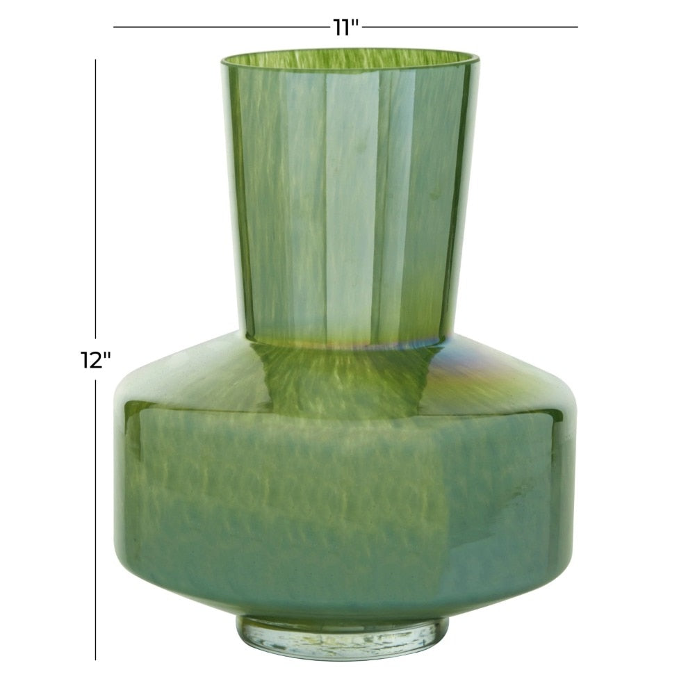 12” Green Glass Vase Luxury Living Room Decoration for Home Table Decoration & image 2
