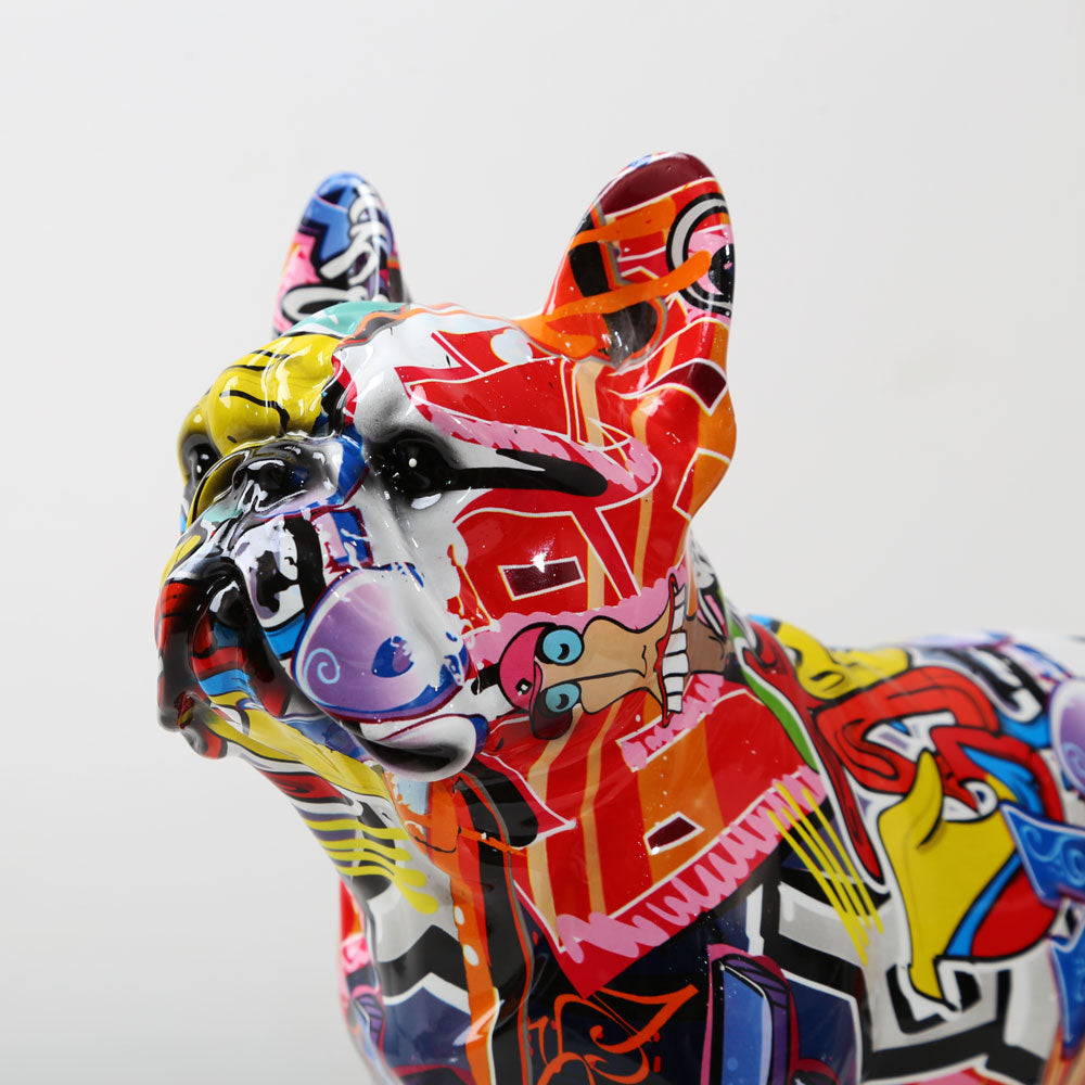 Creativity Modern Colorful French Bulldog Statue Wholesale Graffiti Office Orn image 3