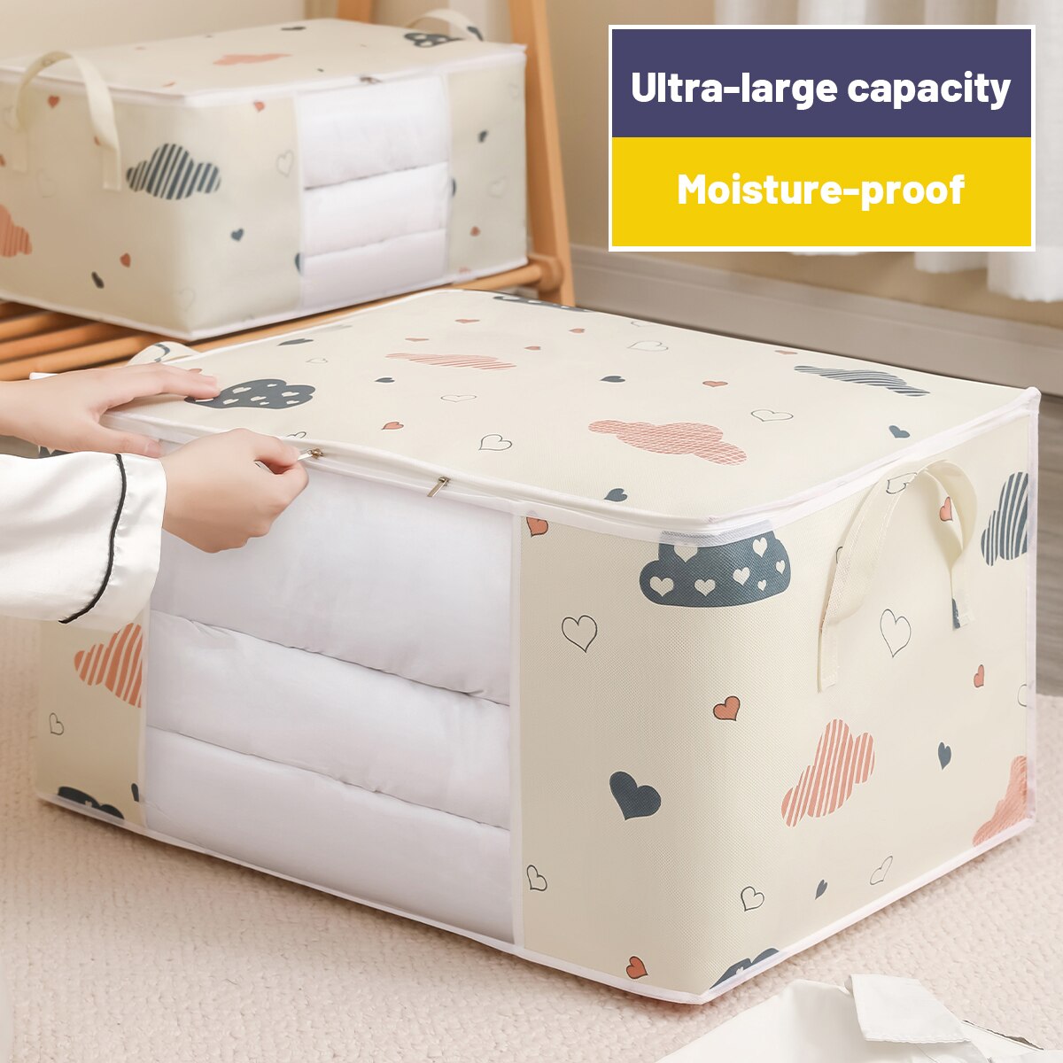 Large Capacity Clothes Storage Bag Organizer With Reinforced Handle Suitable Fo image 7