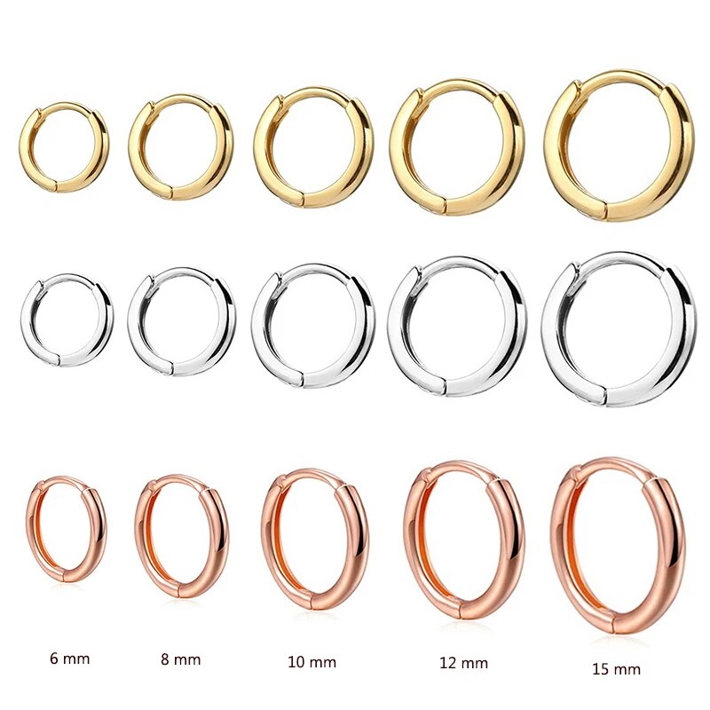 1Pair Single Minimal Gold Color Tiny Cartilage Hoop Earrings Stainless Steel Tr image 16