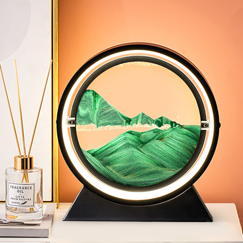 Moving art sand Hourglass table lamp Craft quicksand 3D Natural Landscape image 5