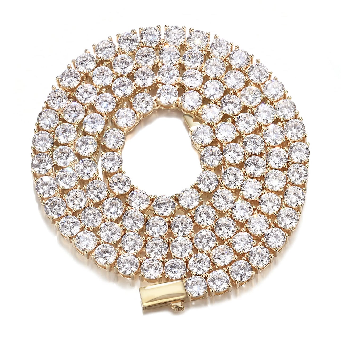 Hip Hop 1 Row 4 Prong Tennis Chain AAA CZ Stone 3/4/5/6MM Bling Iced Out Gold P image 5