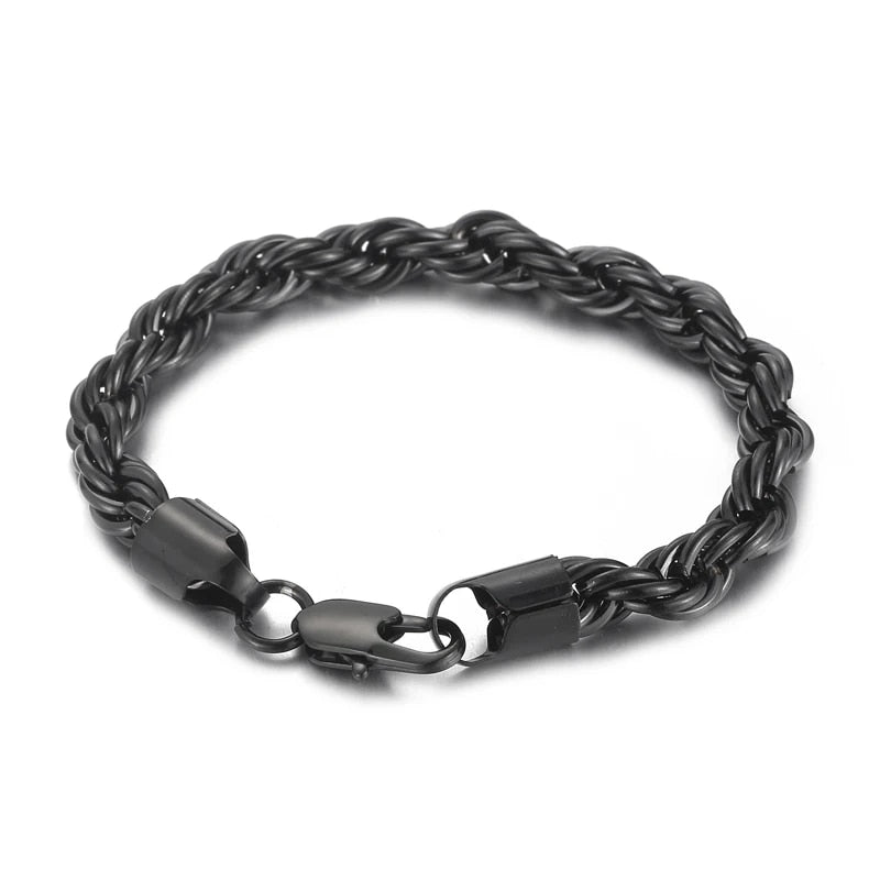 4/6/8mm Stainless Steel Bracelets For Men Women Gold Color Twisted Rope Link Ch image 7