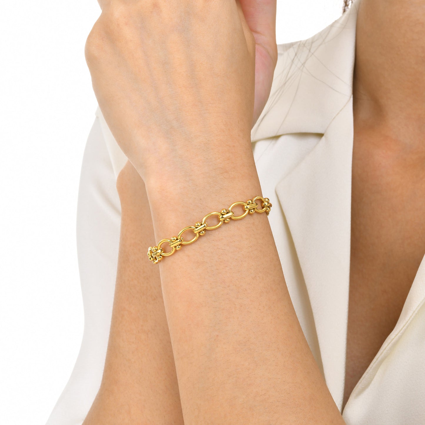 18k Gold Plated Chunky Oval Link Chain Bracelets for Women Thick Stainless Stee image 6