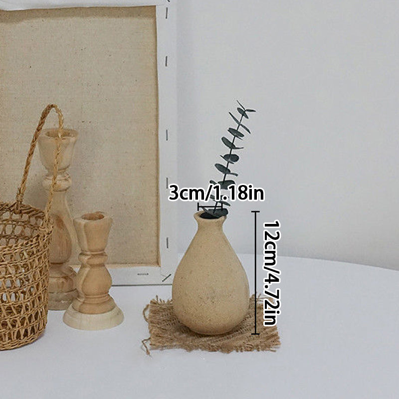 Ins Style Wooden Small Vase Natural Solid Wood Flower Vases Home Office Table A image 4