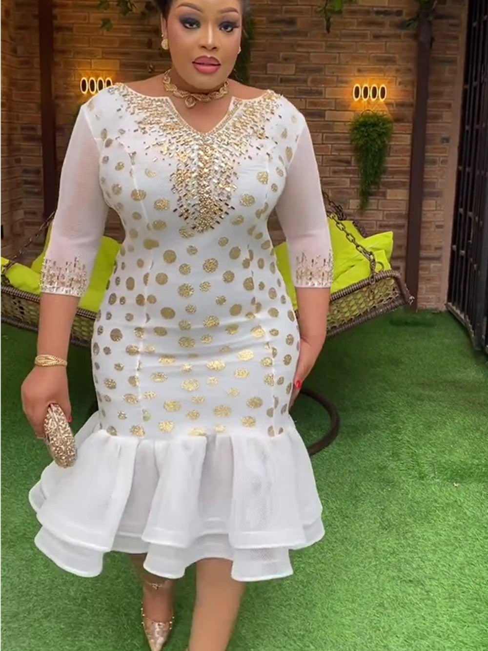 Plus Size African Party Dresses for Women Dashiki Ankara Wedding Evening Gown S image 0
