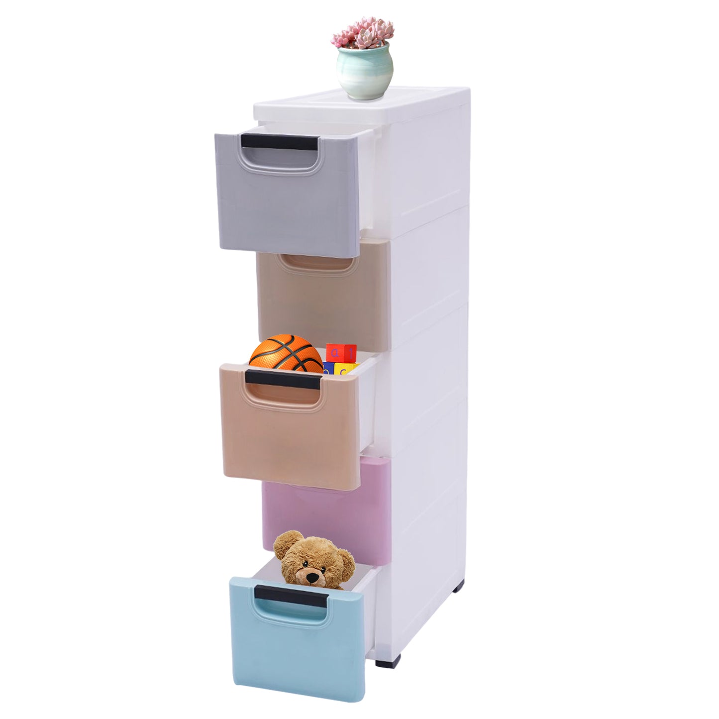 5-Tier Vertical Clothing Storage Cabinet Narrow Plastic Clothing Organizer Towe image 6
